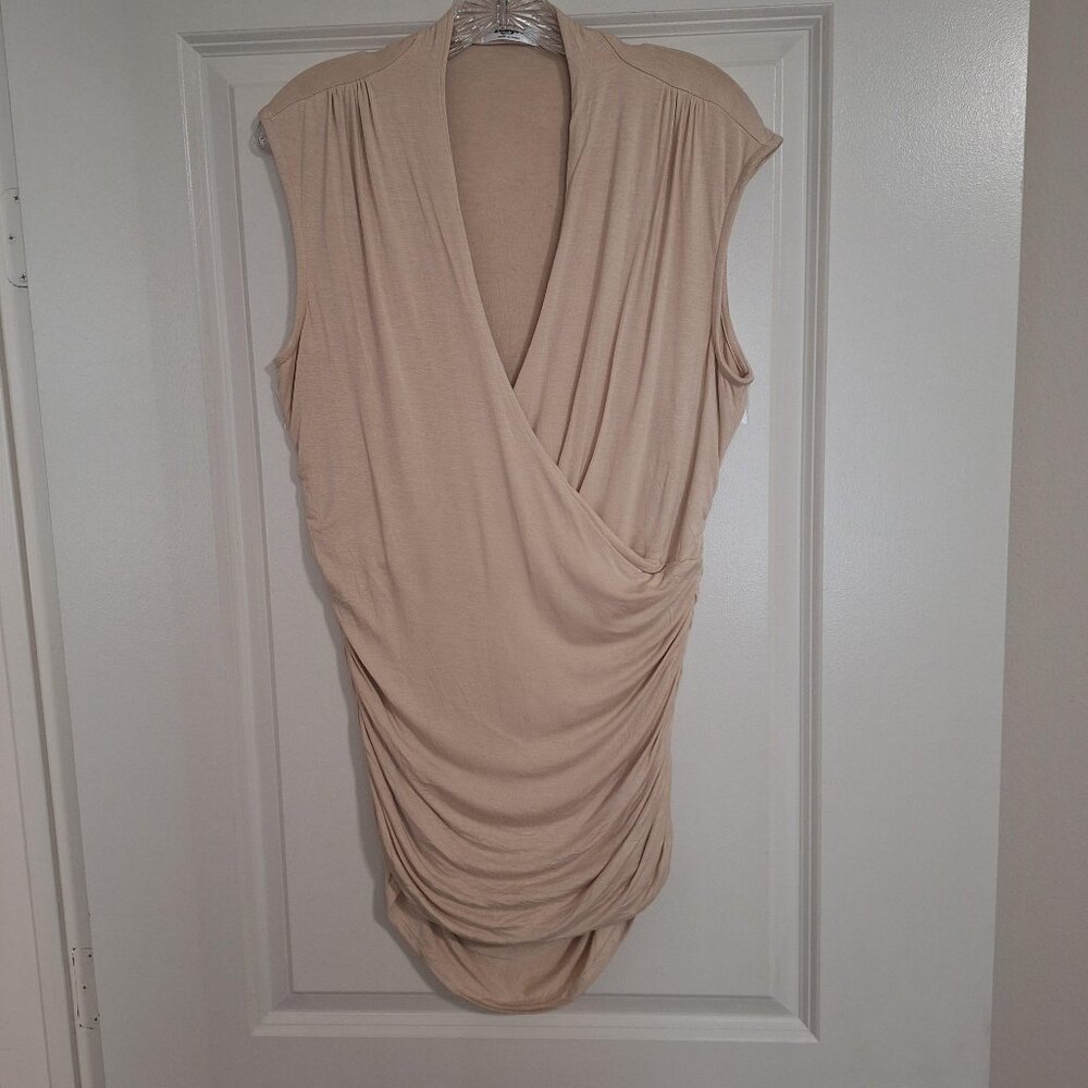 Zeagoo Sleeveless Ruched Wrap Front Tunic Top